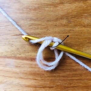 かぎ針編み、輪の作り目の1目めを編む